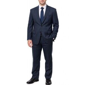 Palm Beach Men’s Blue-Gray Wool 2 Piece Business Suit Size 46L